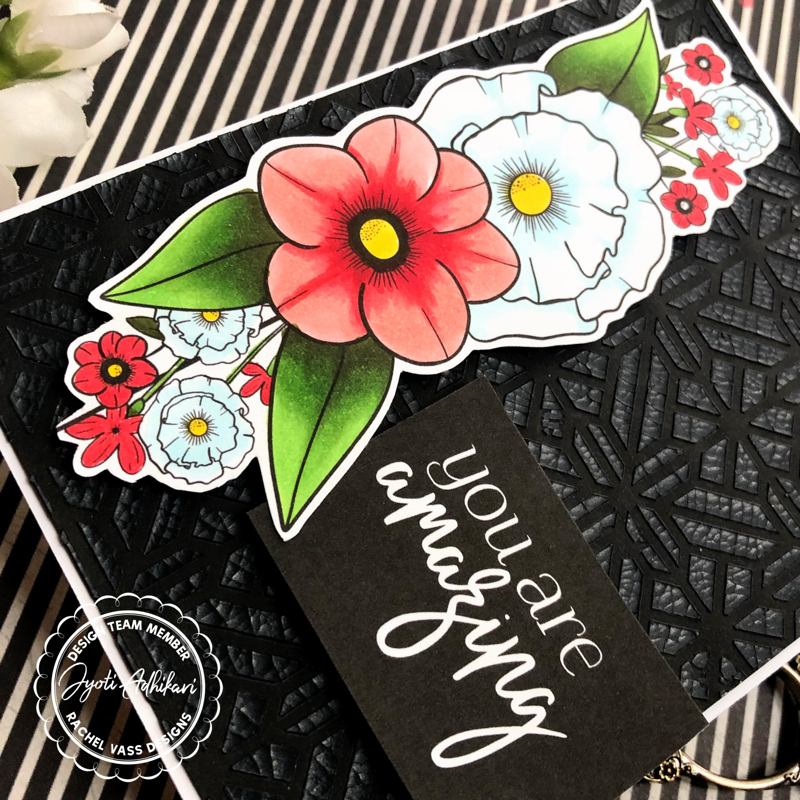 digital stamp sentiments printed in white on black 