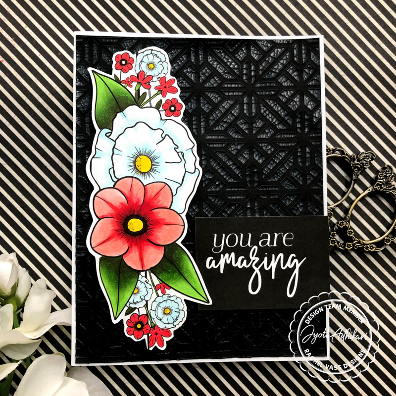 My first card using the rachel vass Glorious geometry stamp set