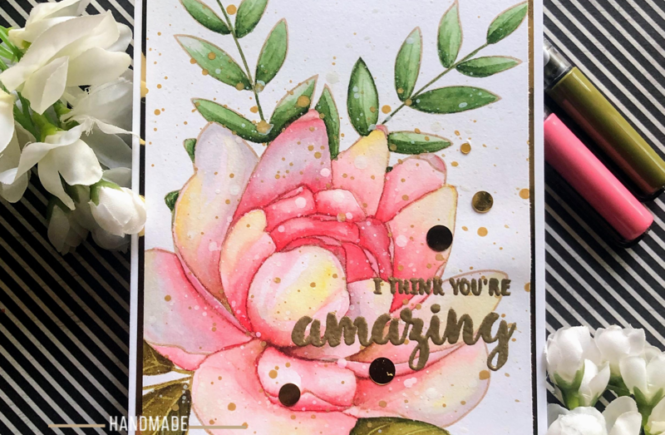 Watercolor card using watercolor markers