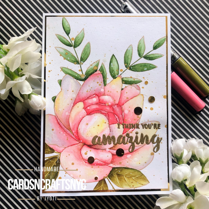 Watercolor card using watercolor markers blog hop winner
