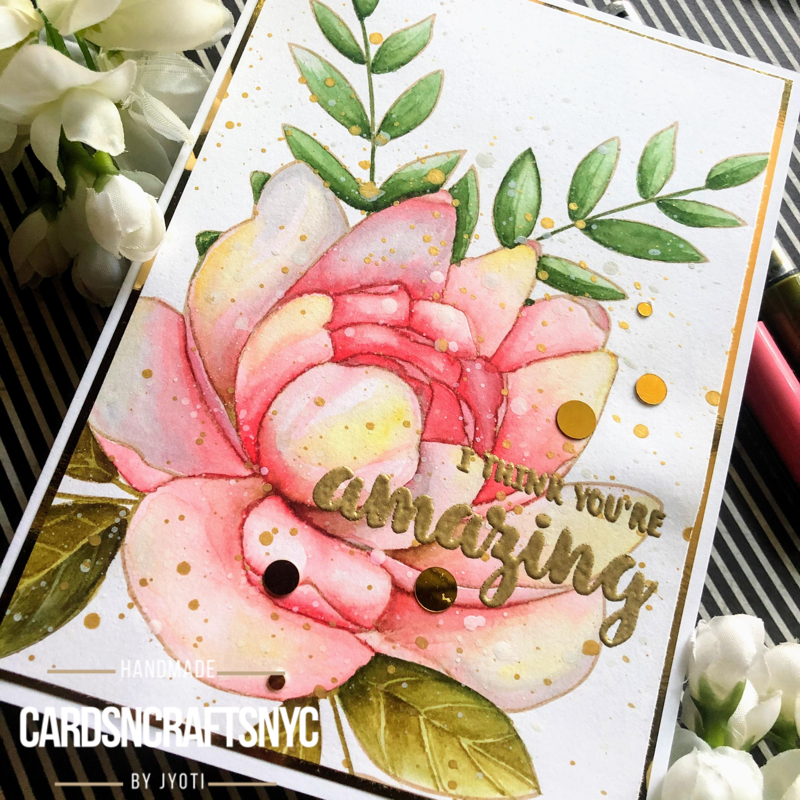 watercolor floral card using karin markers