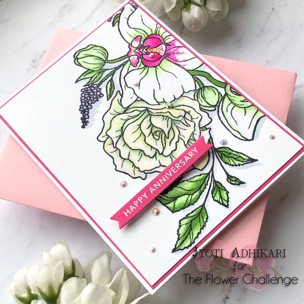 Orchid Rose bouquet card by cardsncraftsnyc