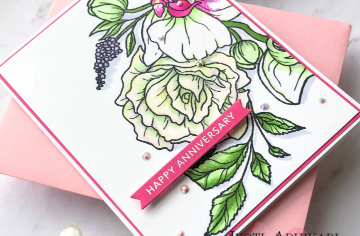 Orchid Rose bouquet card by cardsncraftsnyc