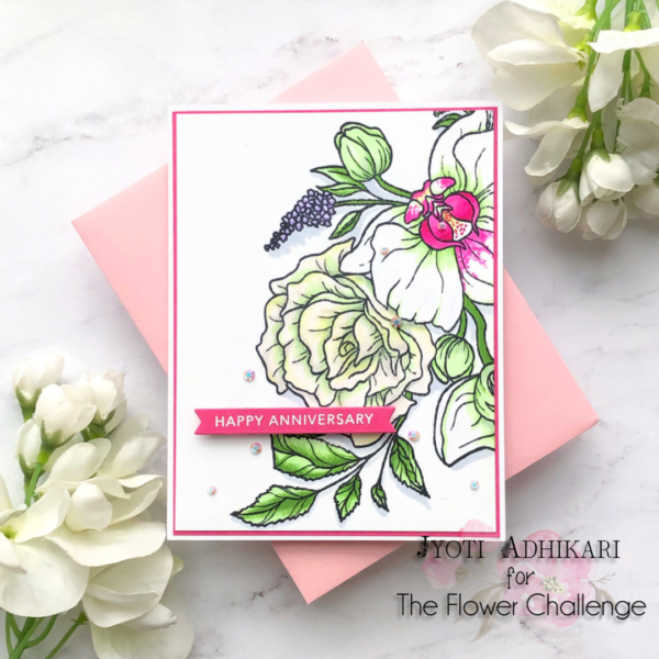Orchid Rose Bouquet anniversary card