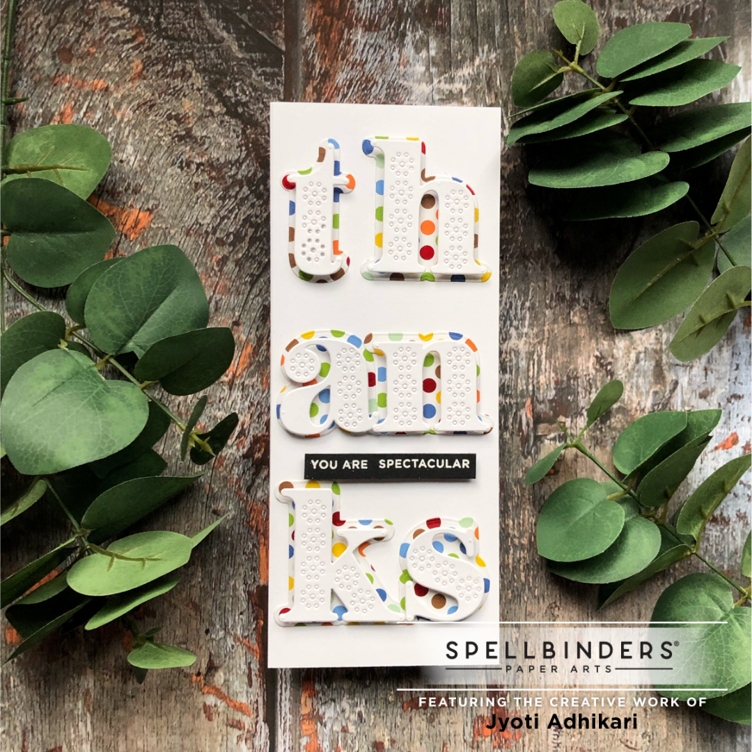 Stitched alphabet dies from Spellbinders and slimline card