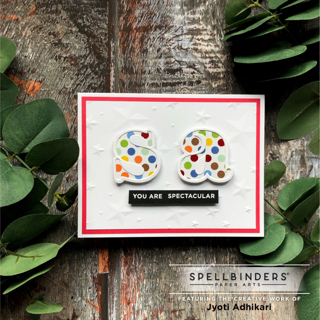 Stitched alphabet dies from Spellbinders and monogram cards
