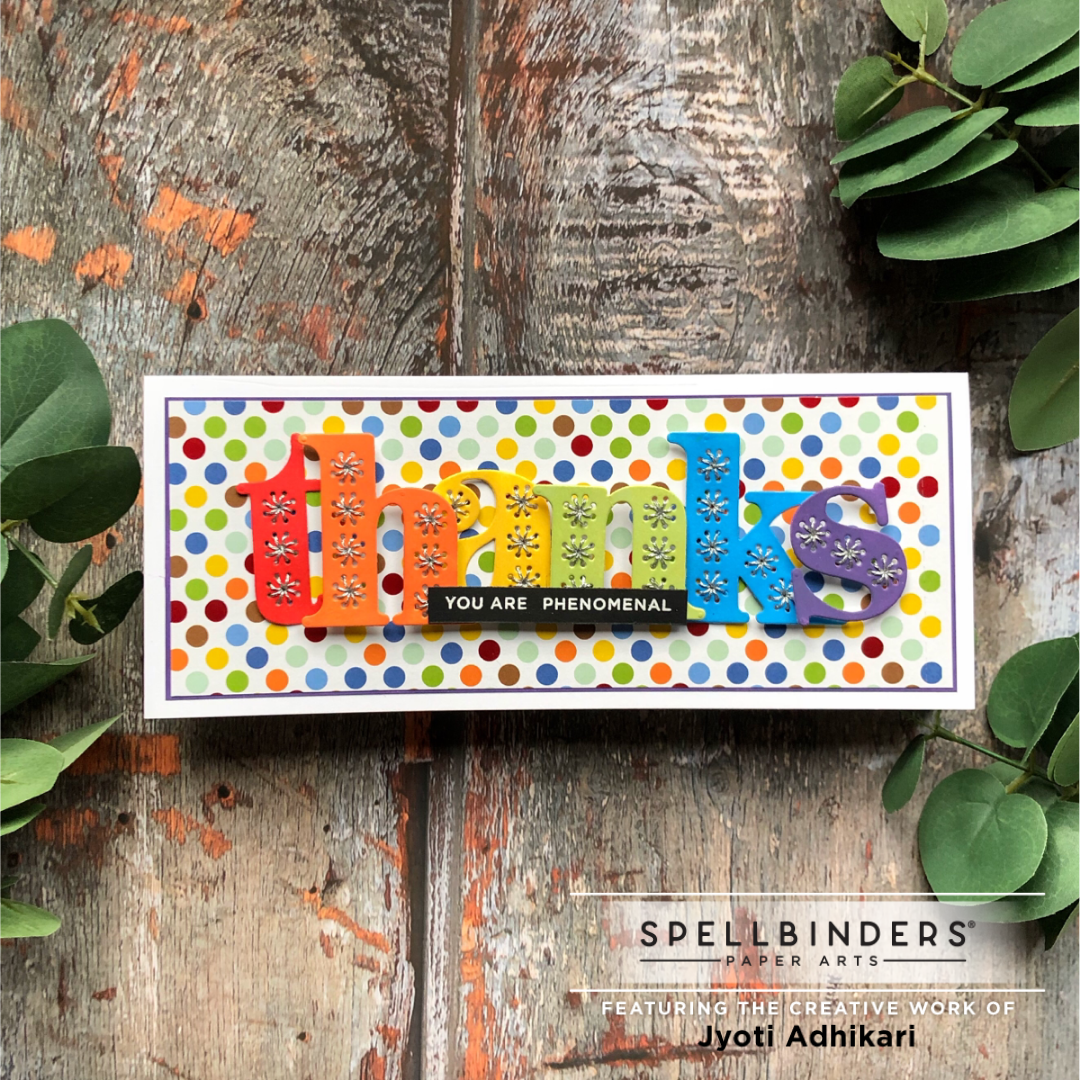 Stitched alphabet dies from Spellbinders and embroidered card