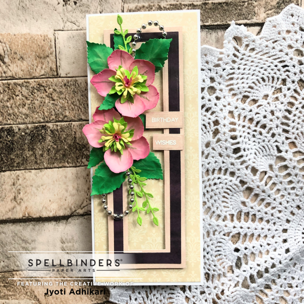 front view of the dimensional floral card created with the Helleborous die set from the Winter Garden Collection by Spellbinders
