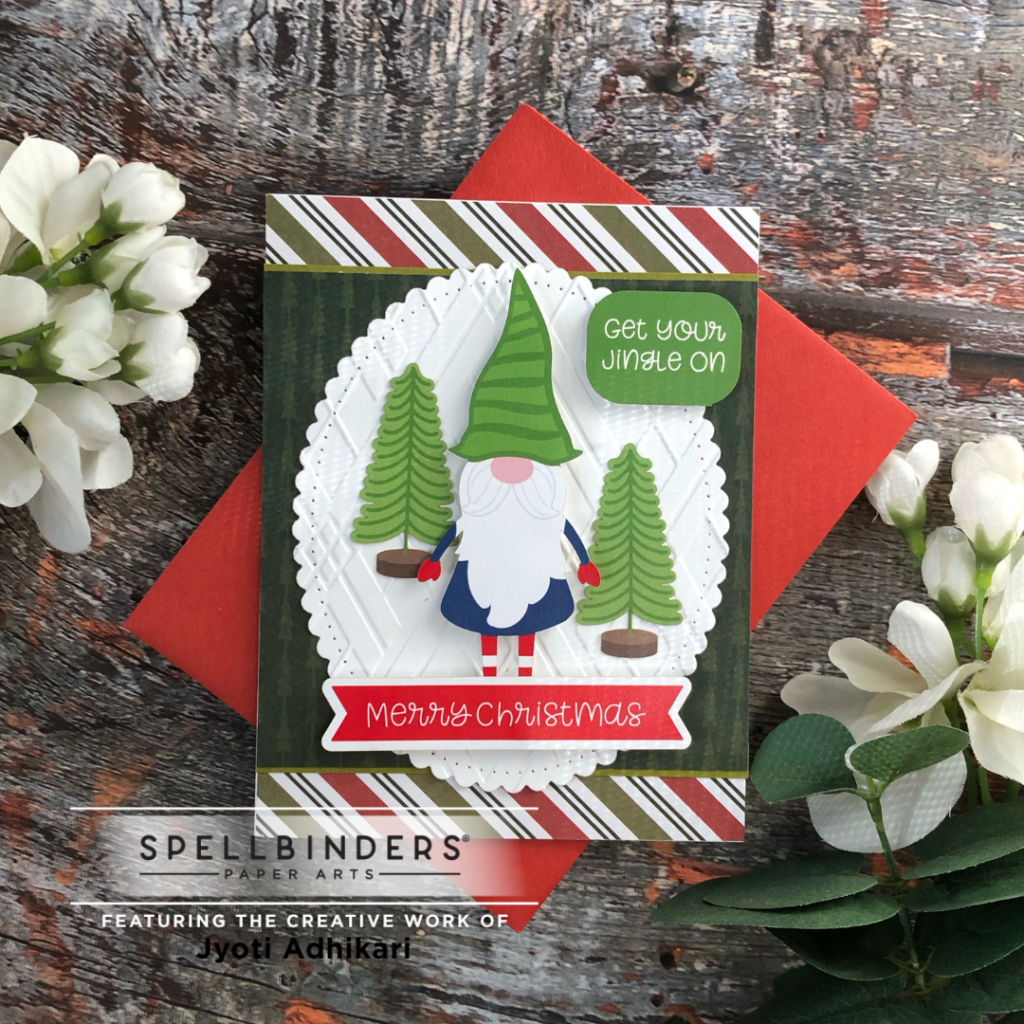 Oh what fun Merry Christmas card created using the Spellbinders Oh what fun printed die cut pack.