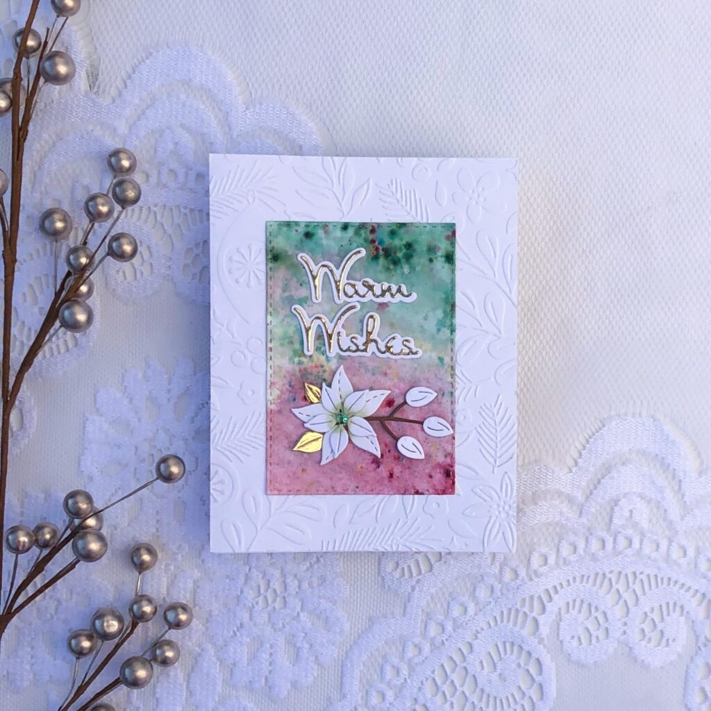 Warm wishes card created with Small die of the month for oct 22 by spellbinders
