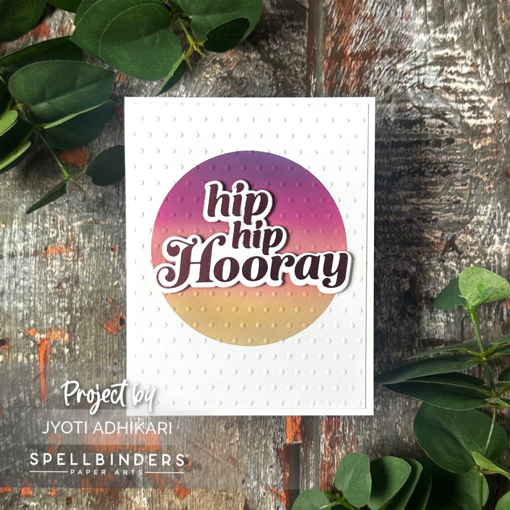 Hip Hop Hurray glimmer hot foil plate from Spellbinders It's my party too collection for June 2023