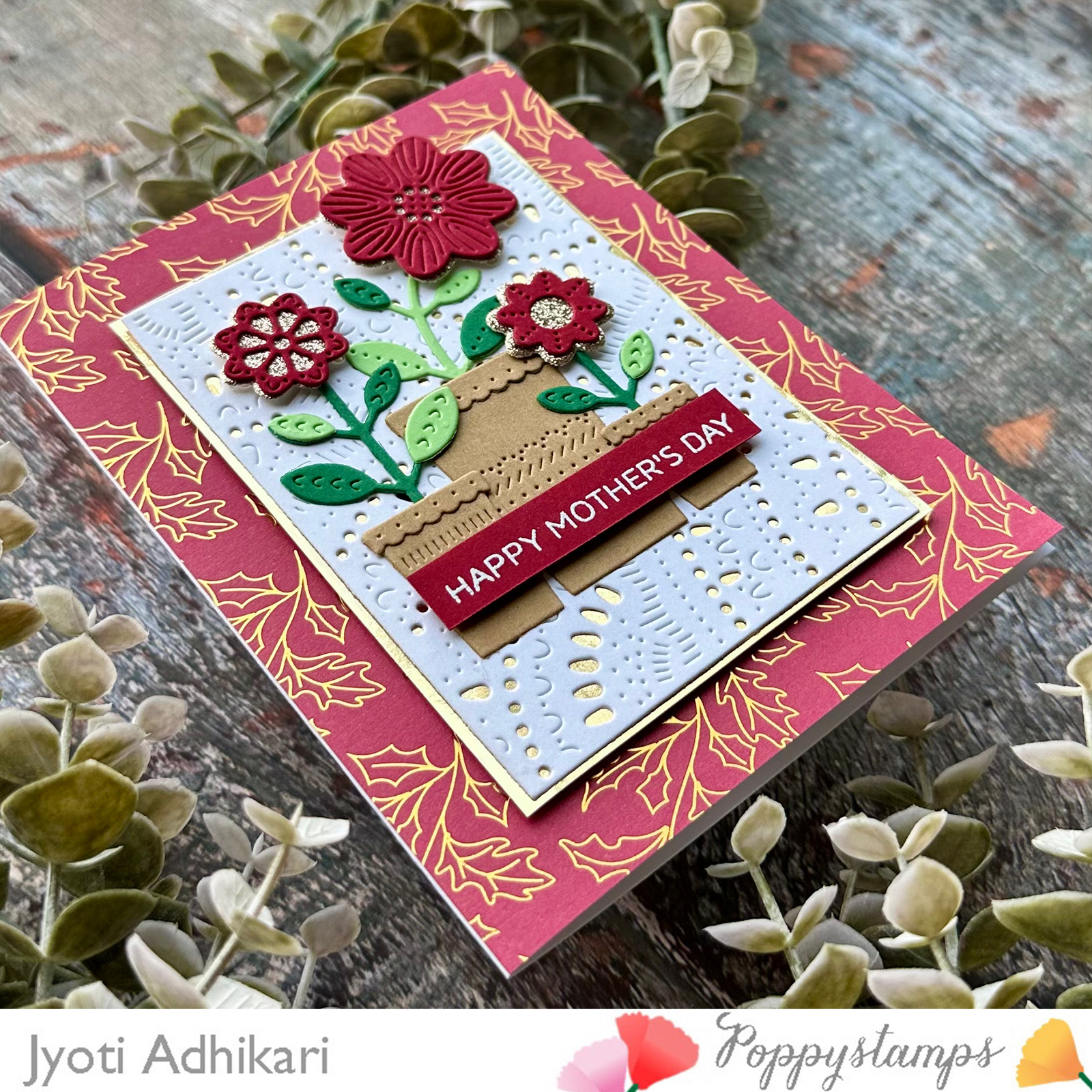 Floral Mother's Day Card With Poppystamps - CARDSNCRAFTSNYC