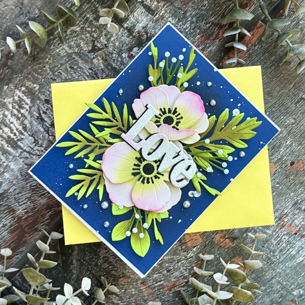 Love card created with papertrey Ink anemone die 