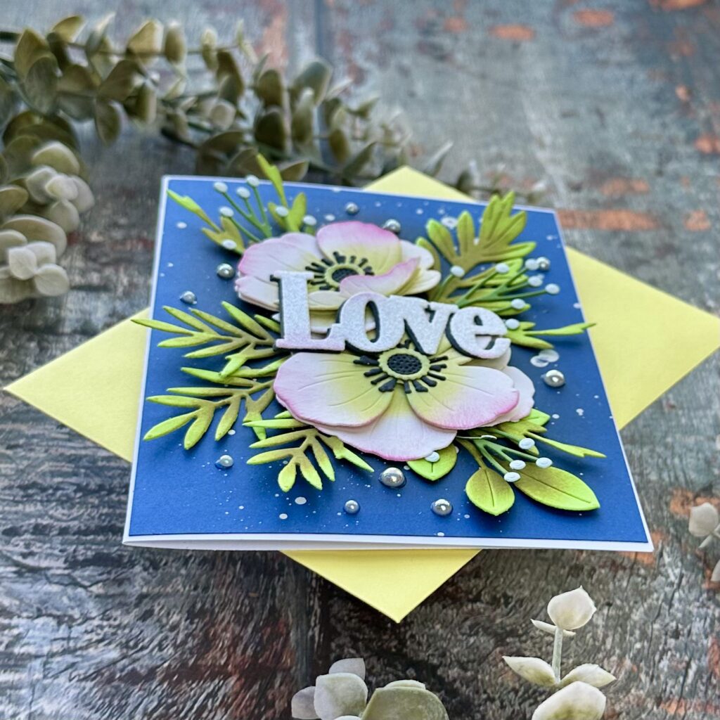 3D anemone card with Into the blooms: anemone die from Papertrey ink.