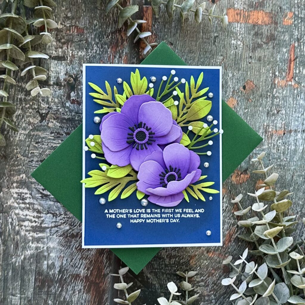Mother's day card created with Papertrey Ink Anemone die.