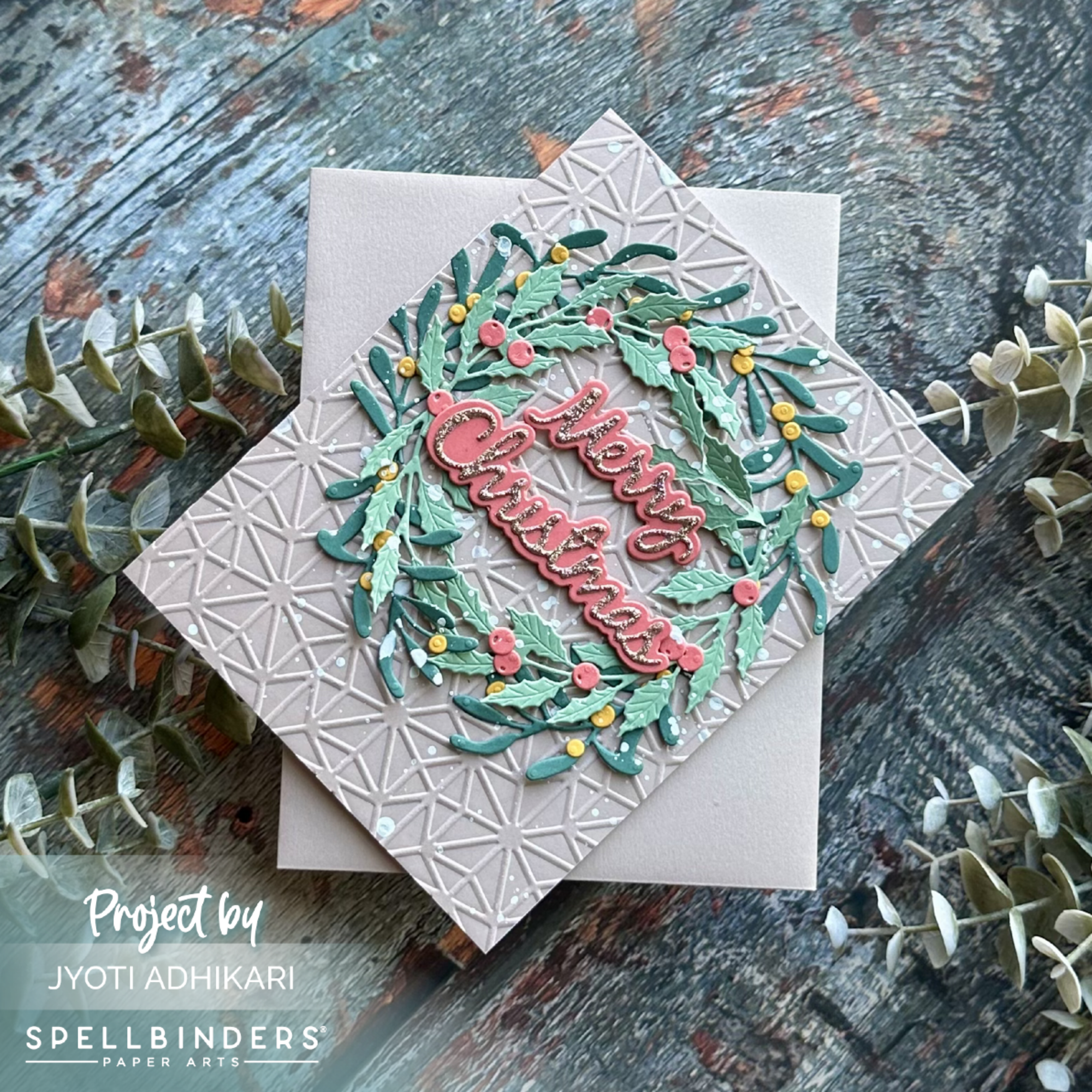 Layered Holiday Wreath Merry Christmas Card - Image 2