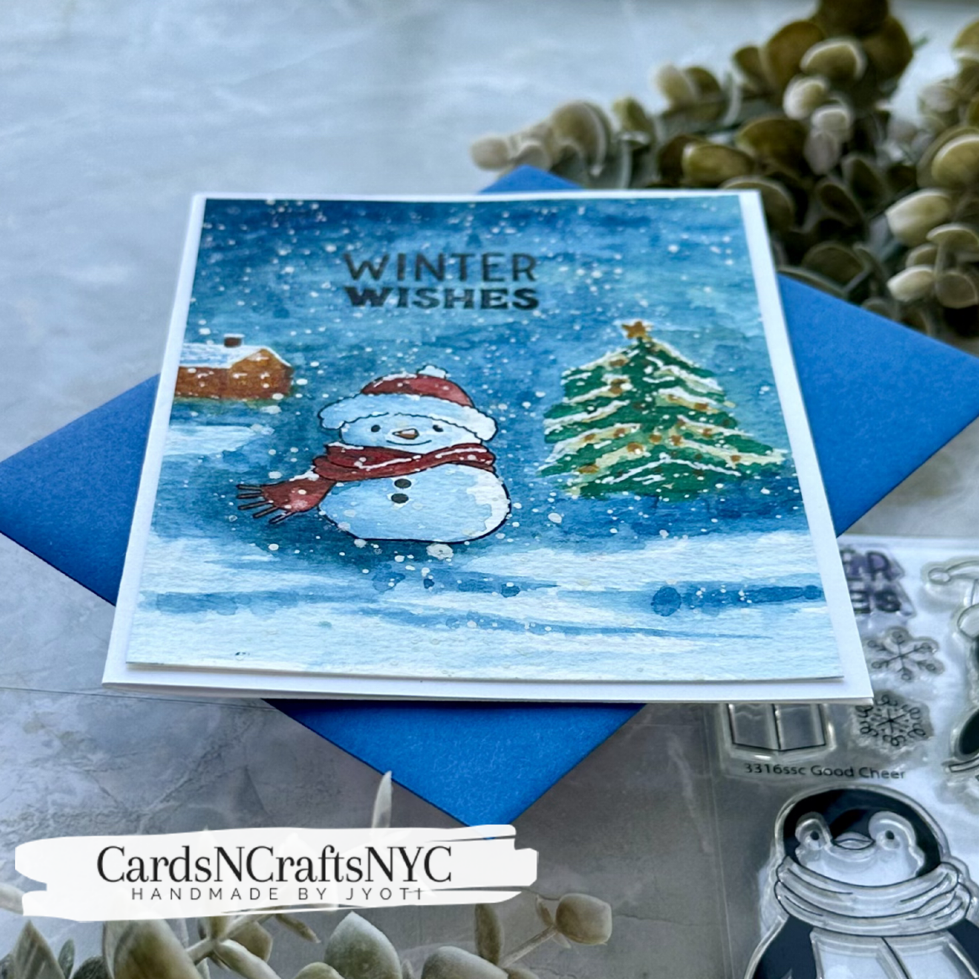 Winter Wishes Watercolor Snowman Card - Image 5