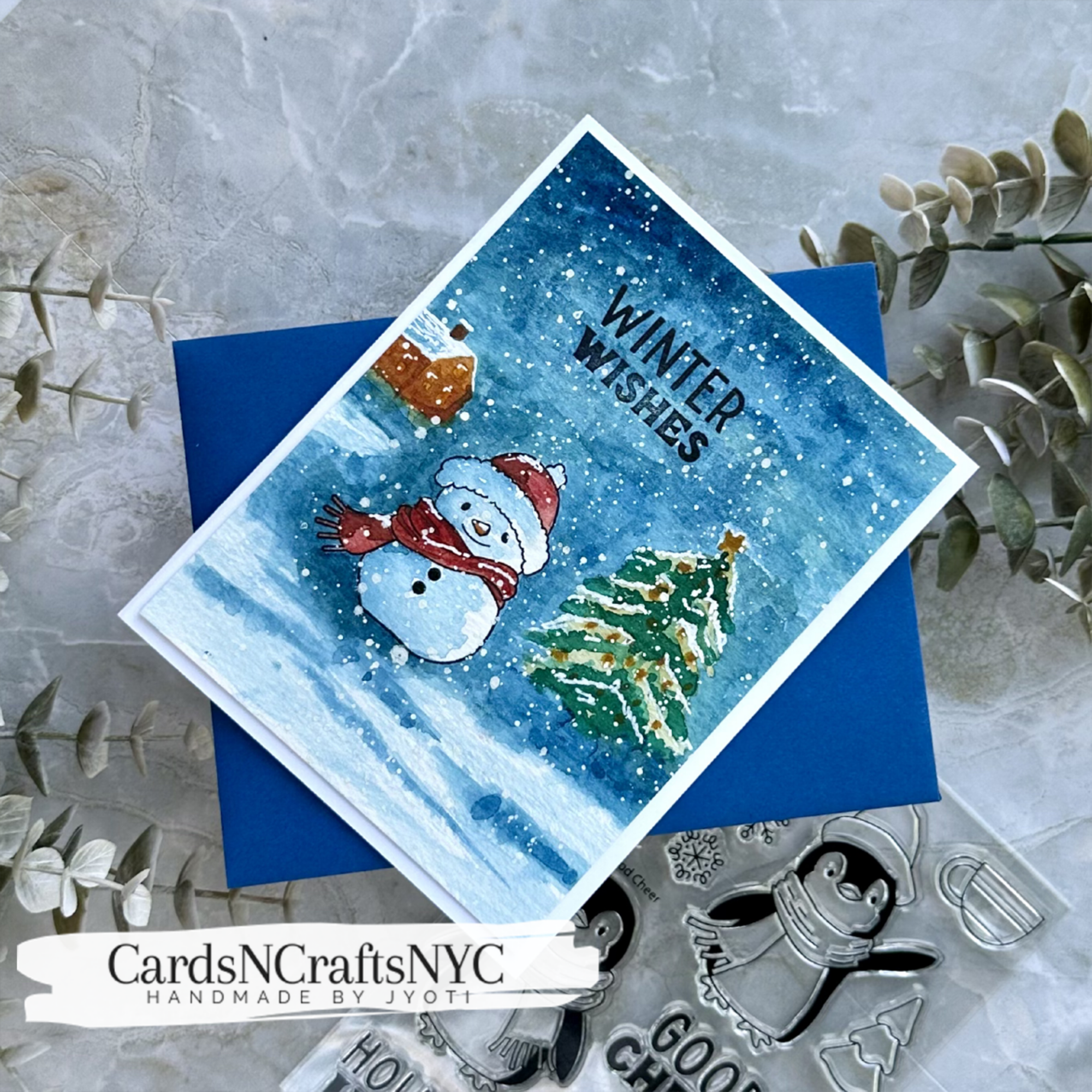 Winter Wishes Watercolor Snowman Card - Image 4
