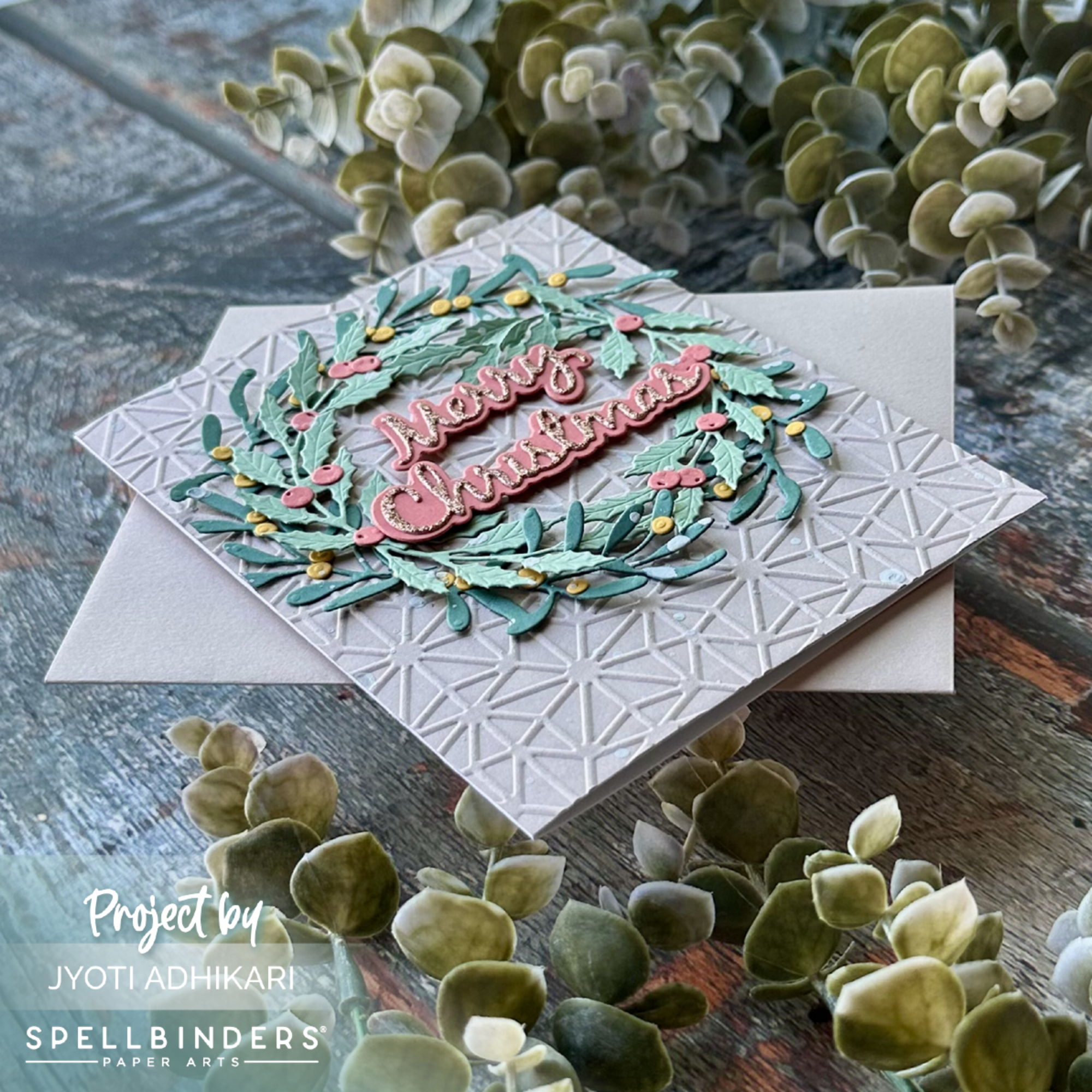 Layered Holiday Wreath Merry Christmas Card