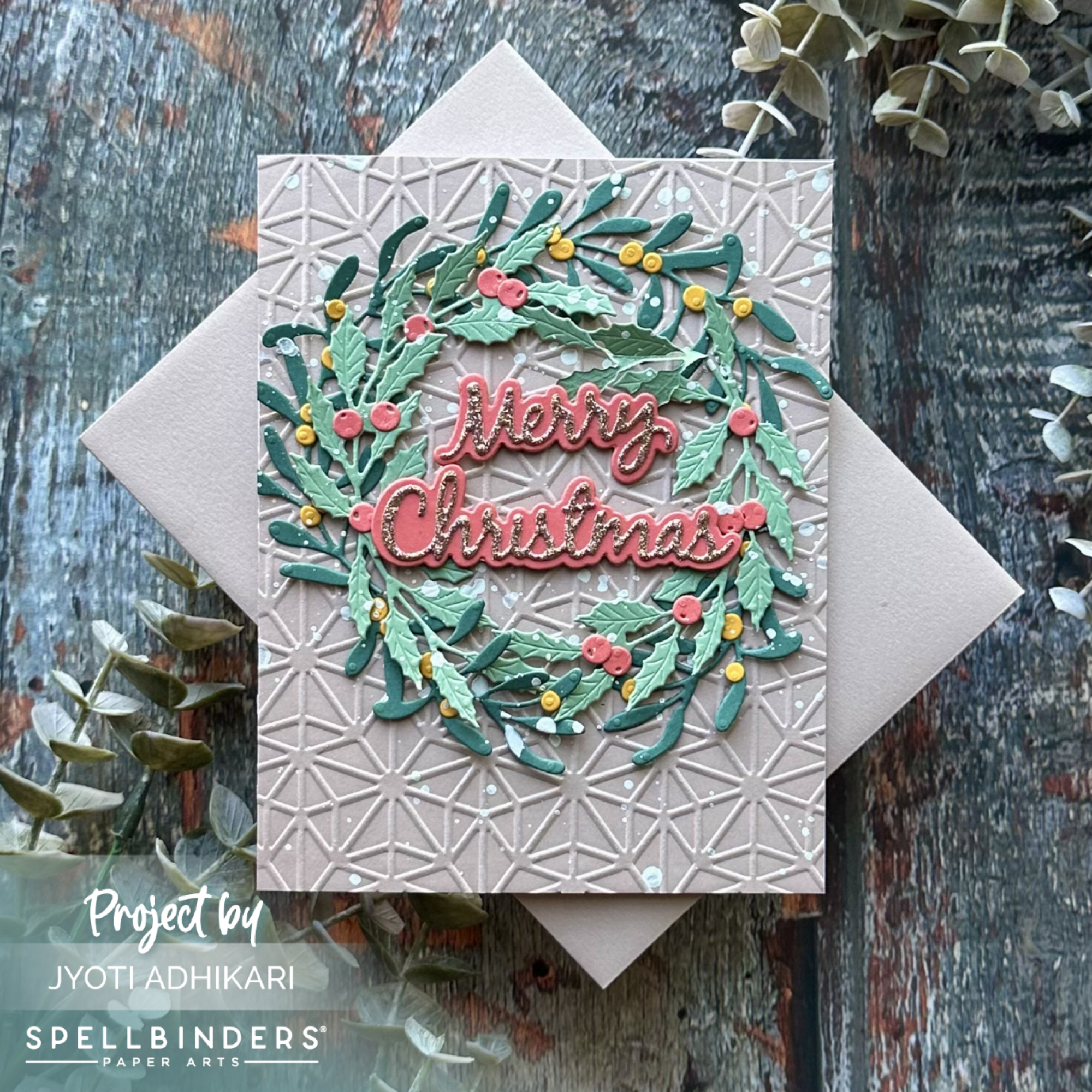 Layered Holiday Wreath Merry Christmas Card - Image 4