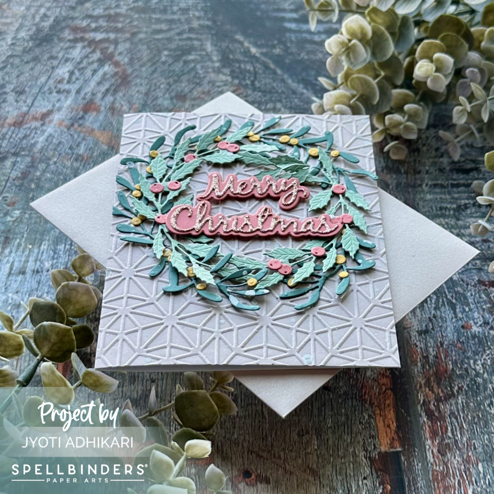 Layered Holiday Wreath Merry Christmas Card - Image 3