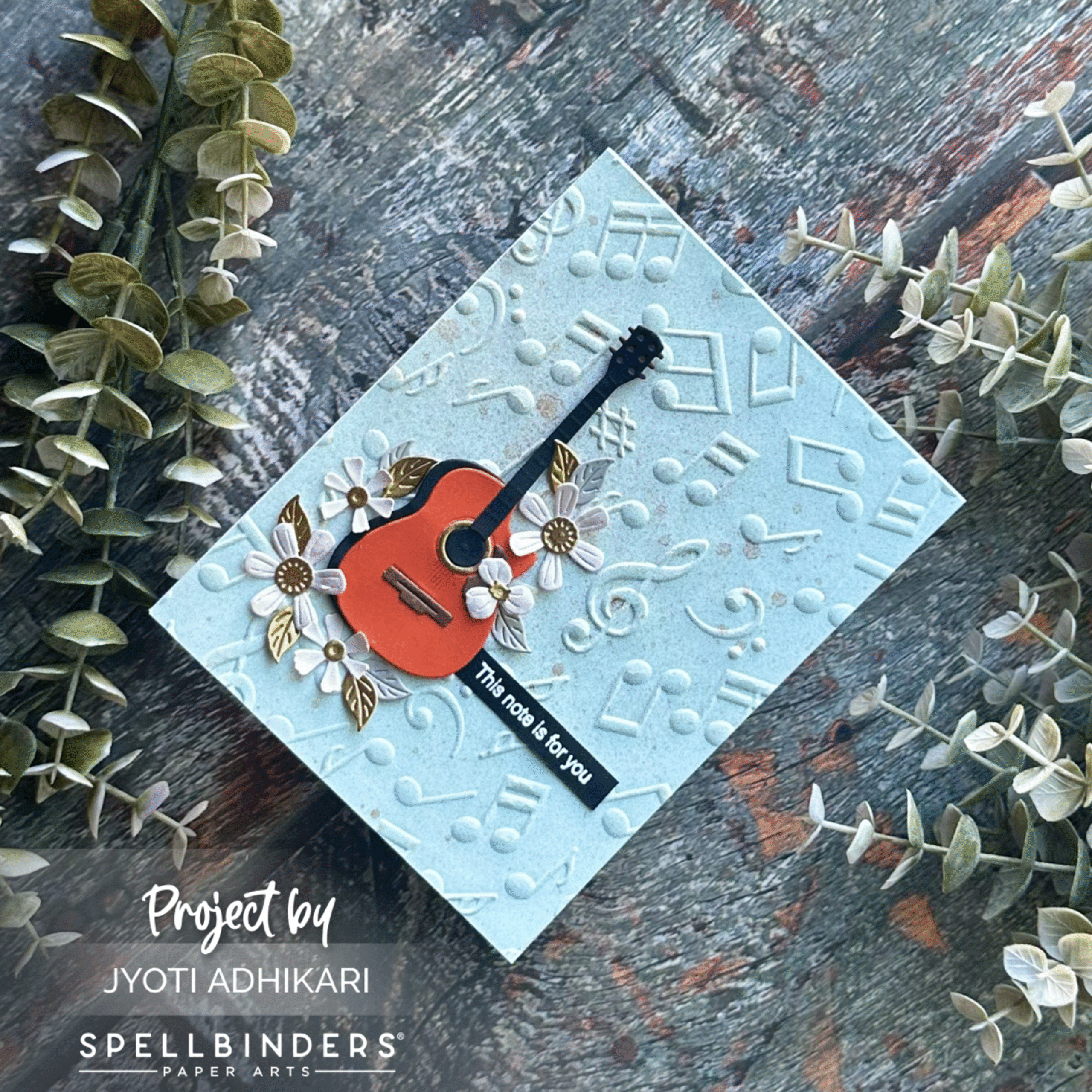 The Music Note Guitar Card – Handmade Greeting Card - Image 2