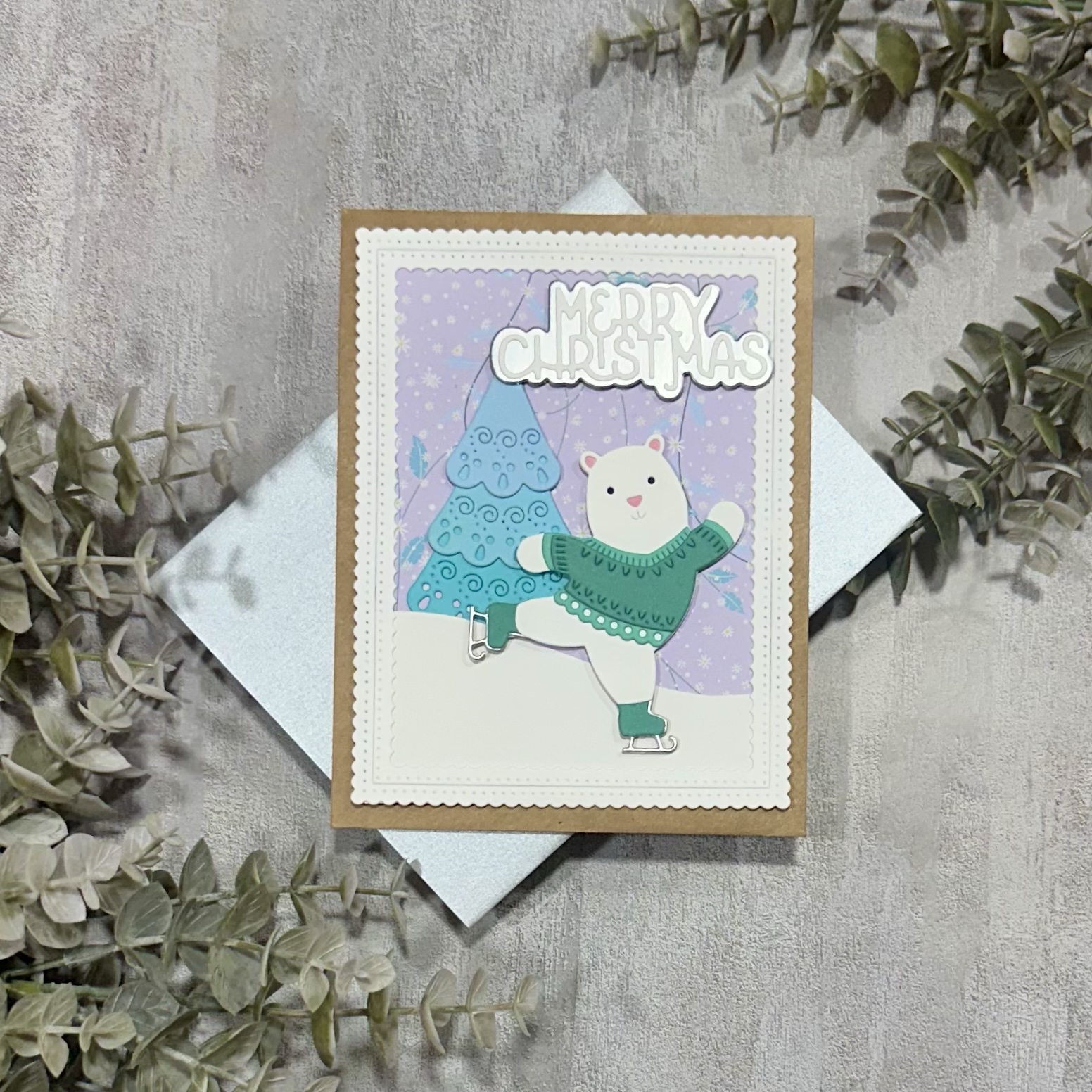 Skating Polar Bear Christmas Card - Image 3