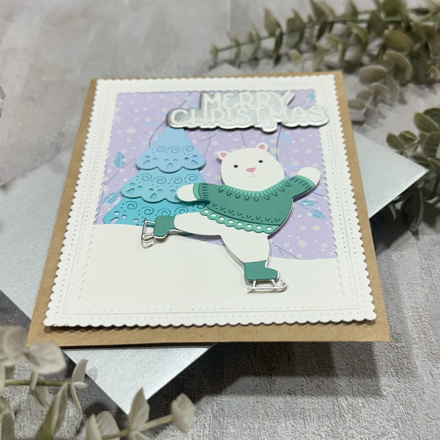 Skating Polar Bear Christmas Card - Image 2
