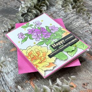 Rose bouquet Happy Anniversary card