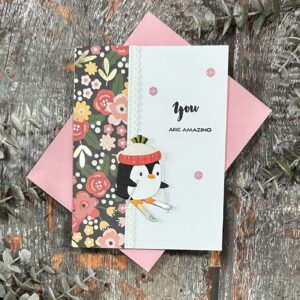 Skiing Penguin You are Amazing Card