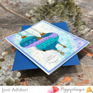 Teal and Purple Christmas Ornament Handmade Card