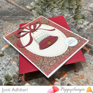 Burgundy Christmas Bell Handmade Card