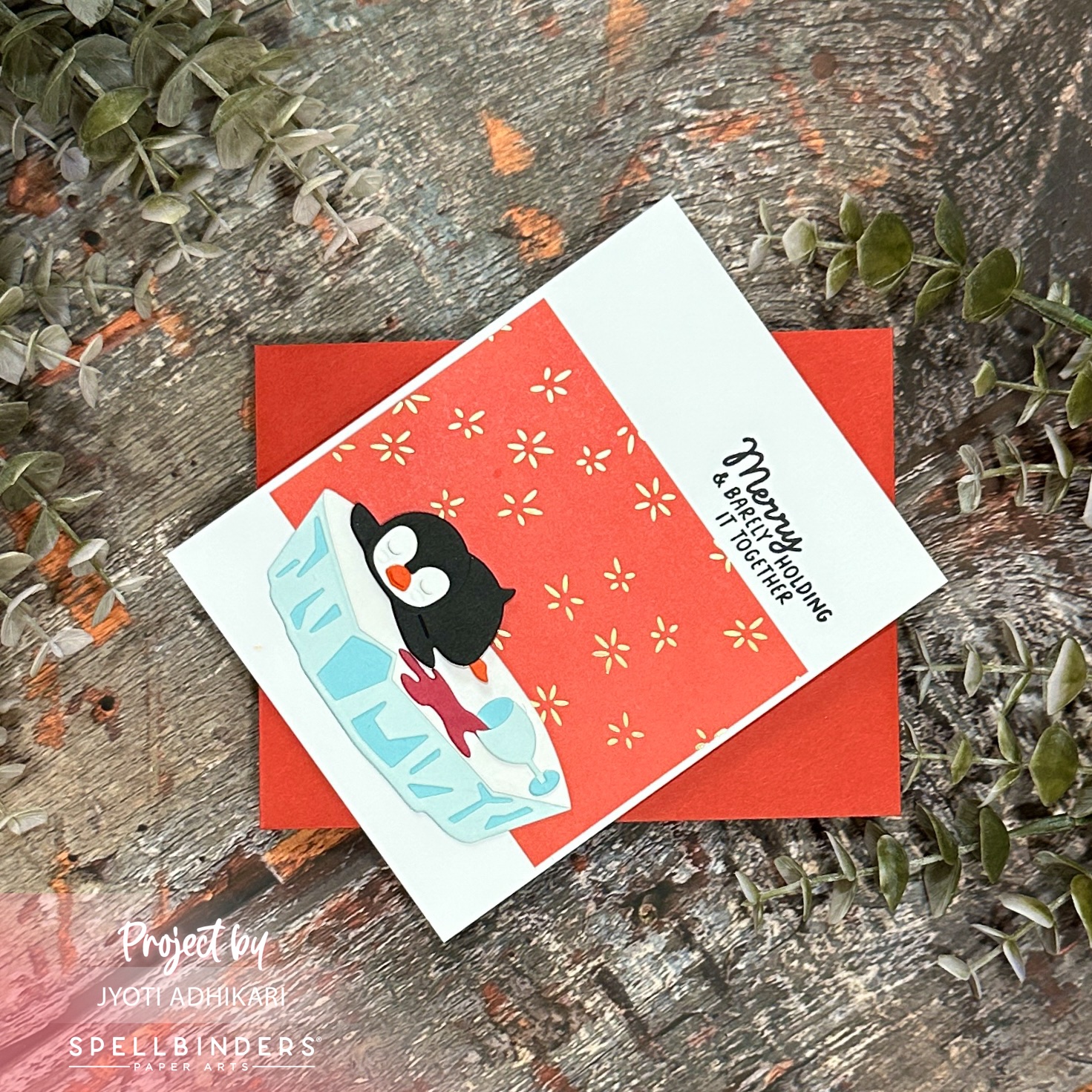 Merry & Barely Holding It Together — Penguin Christmas Card - Image 3